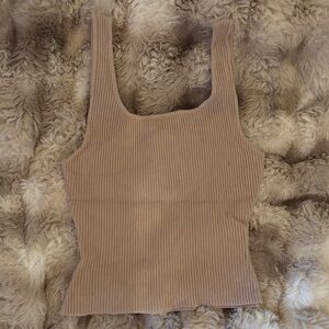 Ribbed Tank Top in Taupe - Women